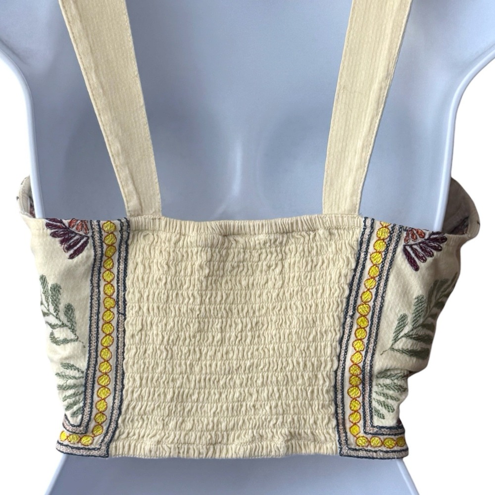 Free People Datura Floral Embroidered Crop Corset Top Boho Hippie Festival S - Picture 7 of 11